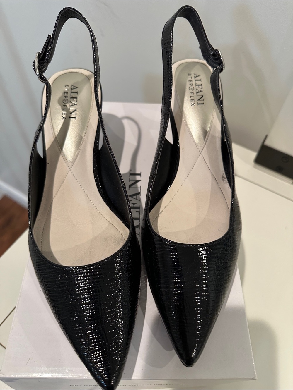 Alfani Black Patent Pointed Slingback Pumps